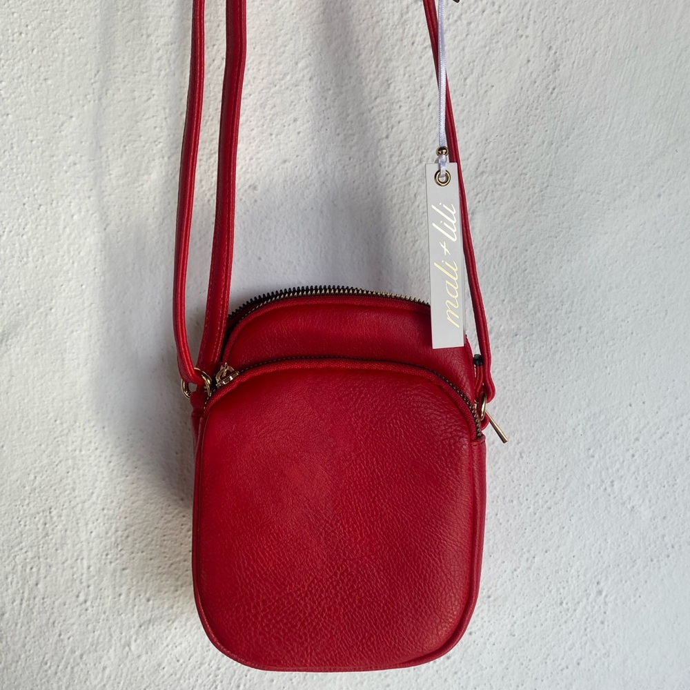 Mali+Lili Red Vegan Leather Crossbody Bag